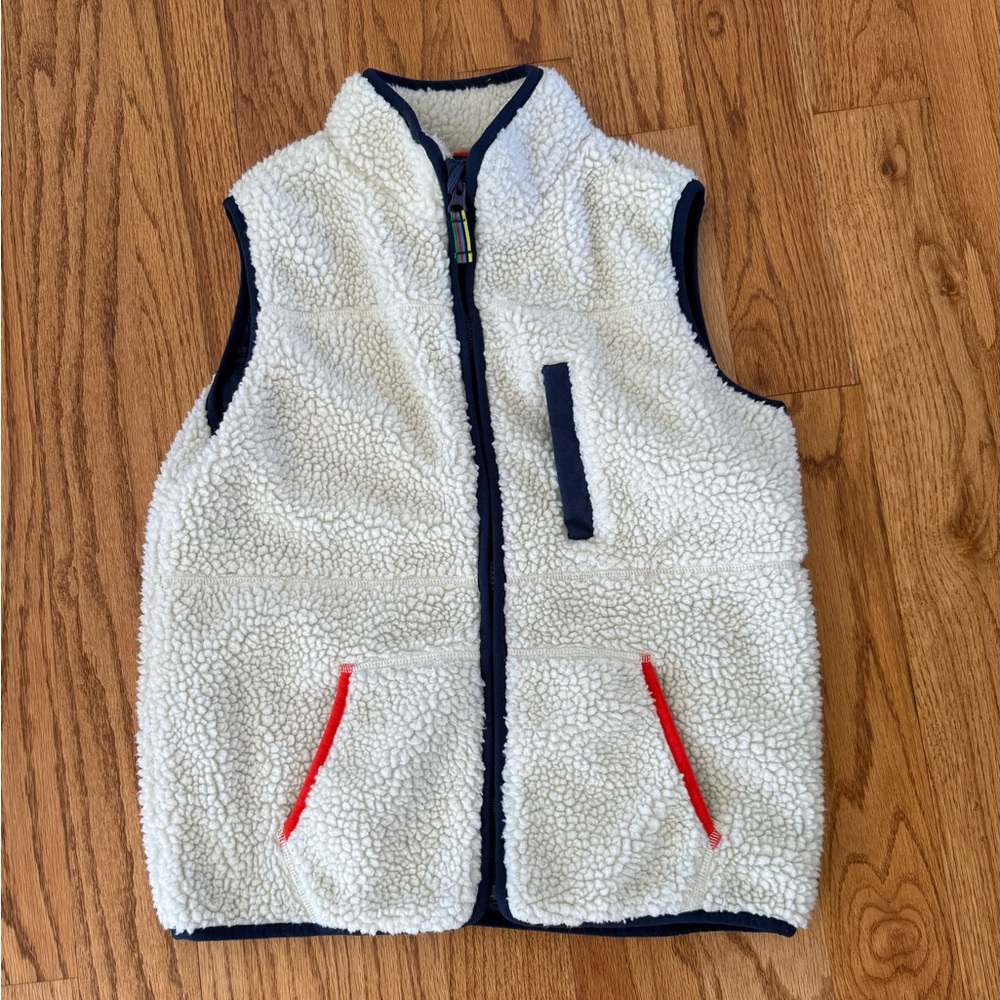 Sherpa Fleece Vest with Contrast Trim